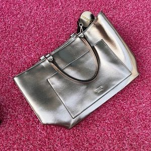 vintage silver guess tote bag